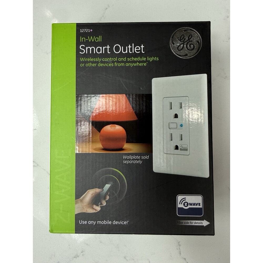 GE Smart Outlet In-Wall Z-Wave 12721 Wireless WiFi Socket Remote Control SEALED